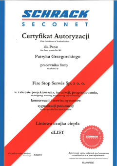 Certyfikat Autoryzacji - Patryk Grzegorski